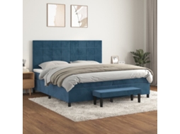 Cama Com Colchão De Molas Pangshiyuan Madeira Veludo Azul (200x200)