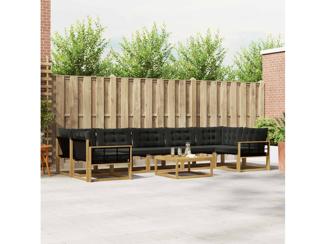 Vidaxl Conjunto De Sofás Para Exterior 8 Pcs Branco E Preto