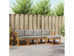 Vidaxl Conjunto De Sofás Para Exterior 5 Unid. Cinza Natural E Claro