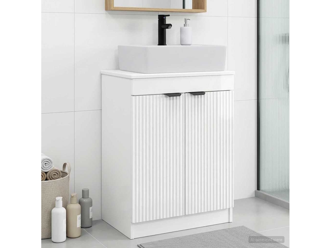 Vidaxl Gabinete De Banheiro Com Pia Branco Brilhante 54 X 35 X 83 Cm
