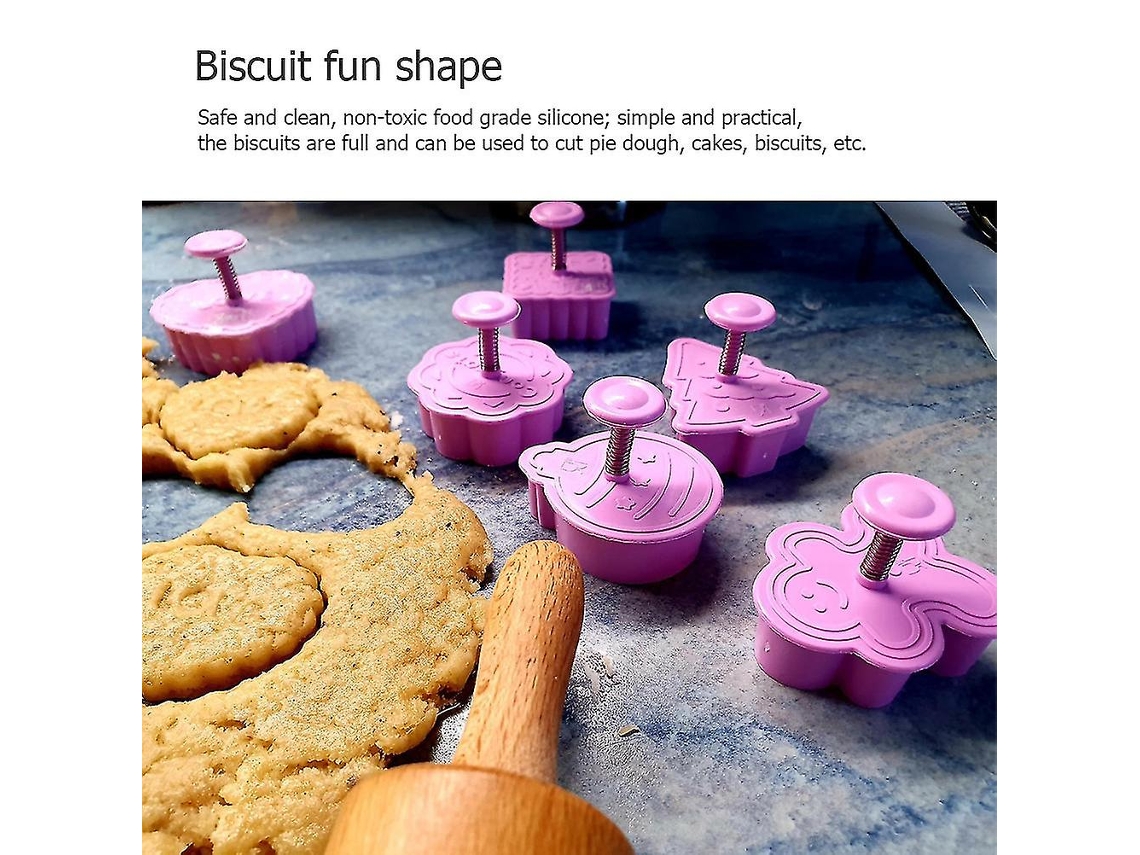 Conjunto de 8 cortadores de biscoito de silicone com mola, 3,5 cm, 8 g cada.
