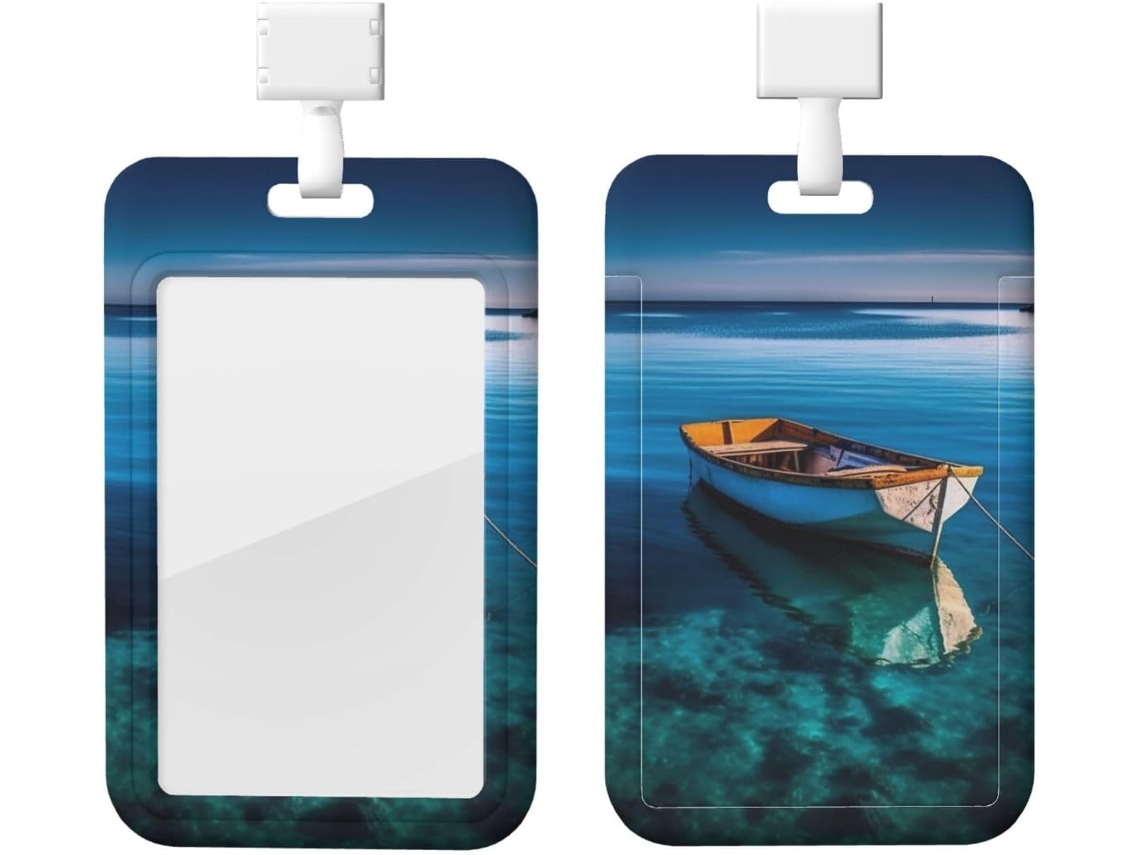 Porta Crachá Blue Water Boat, Protetor De Cartão Vertical Com Cordão, Capa Plástica Impermeável, Estojo Crachá