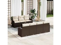 Vidaxl Conjunto De Sofá De Jardim Com Almofada 8 Pcs Marrom E Creme