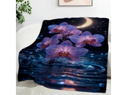 Manta Lua Orquídea/phalaenopsis 130x150 Cm Multifuncional Macia Colcha de Flanela Aconchegante para Escritório