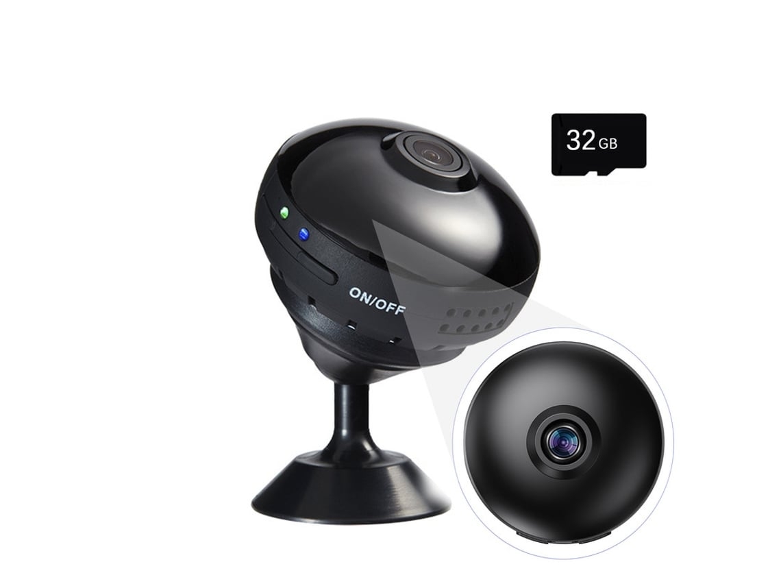 Câmera Panorâmica USHION A11 com Cartão de Memória de 32gb Grande Angular de 170 Compatível com Android/iphone Preto