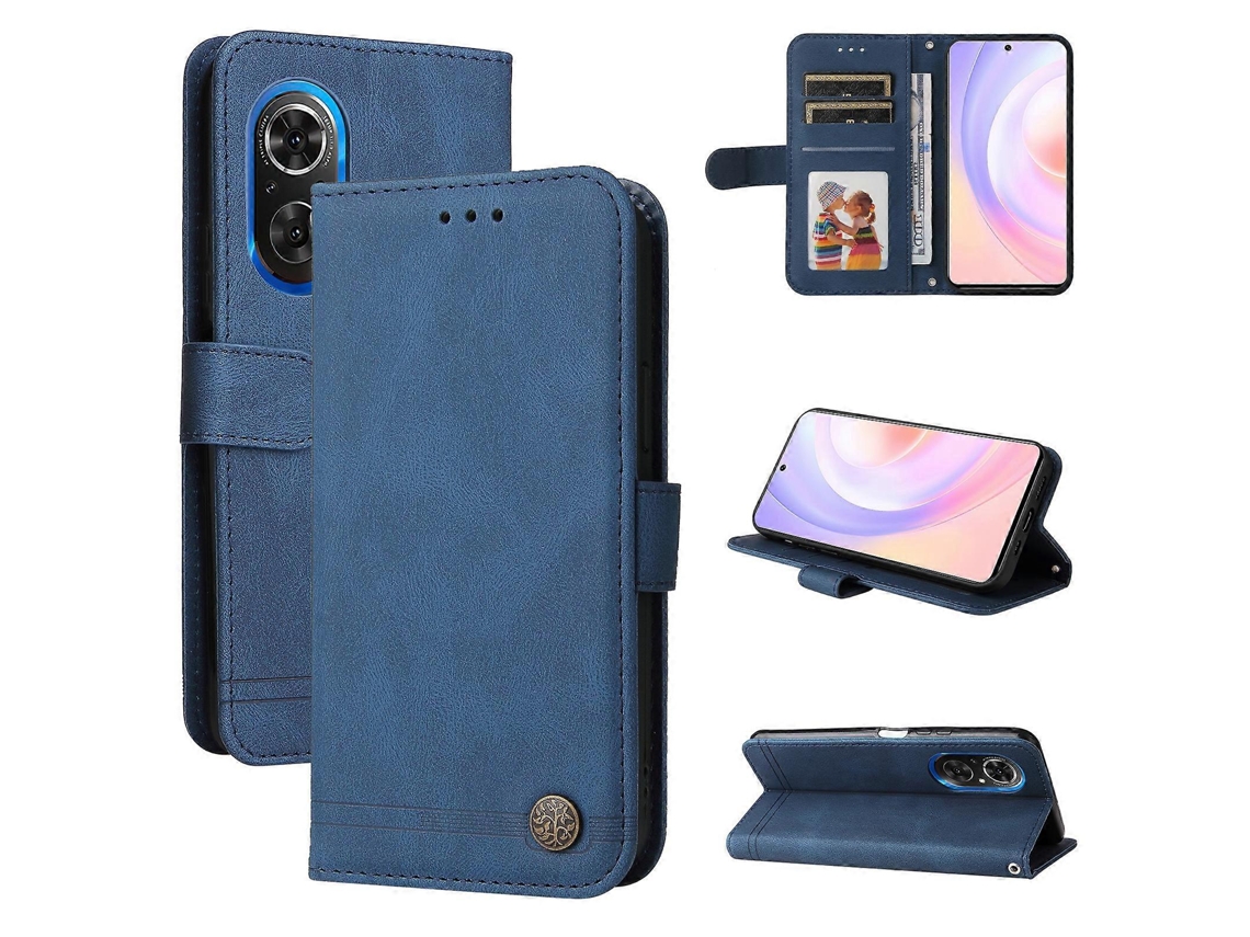Capa De Celular Em Couro Com Estampa De Árvore Da Vida E Botões De Metal Para Honor 50 Se / Nova 9 Se