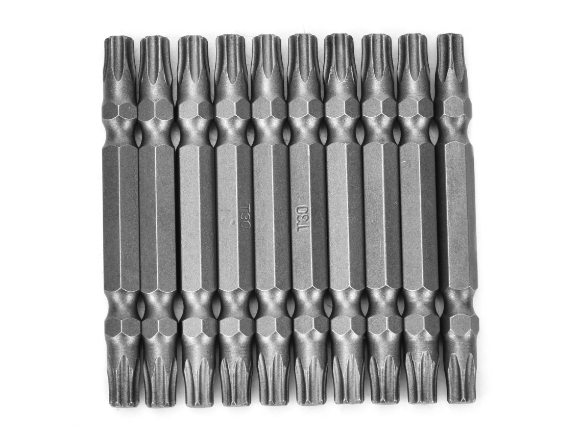 10pcs Pontas de Parafuso T30 S/MARCA com Haste Hexagonal 65mm
