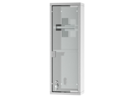 Armário De Remédios Com 3 Níveis, Porta Envidraçada Com Cruz, 20×12×58 Cm, Aço Inoxidável.