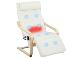 Poltrona Com Função De Massagem E Aquecimento, Encosto Alto, Apoio De Cabeça E Apoio Para Os Pés. 67 X 95 X 101 Cm. Cor Creme.