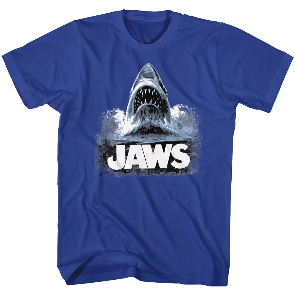 Unisex Adult T-shirt Rockinstone Jaws Movie Jawswater Solid Royal Sizes