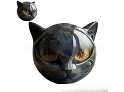 Escultura de Gato Preto Luxo, Decoração Elegante para Casa e Obra de Arte Pronta Presentear, Miniatura de Gato para Lembrança BRILVIBERA