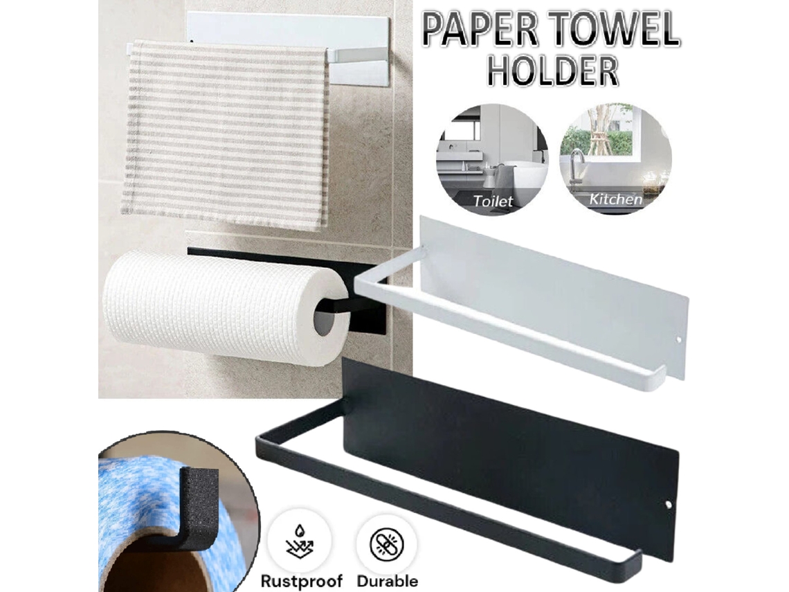 Peça Suporte Para Toalhas De Papel Cabide Prateleira De Cozinha Organizador Embaixo Do Armário Rolo Copo Branco SUNNY SPACES