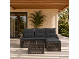 Vidaxl Conjunto De Sofá De Jardim 5 Pcs Cinzento Vime Pe