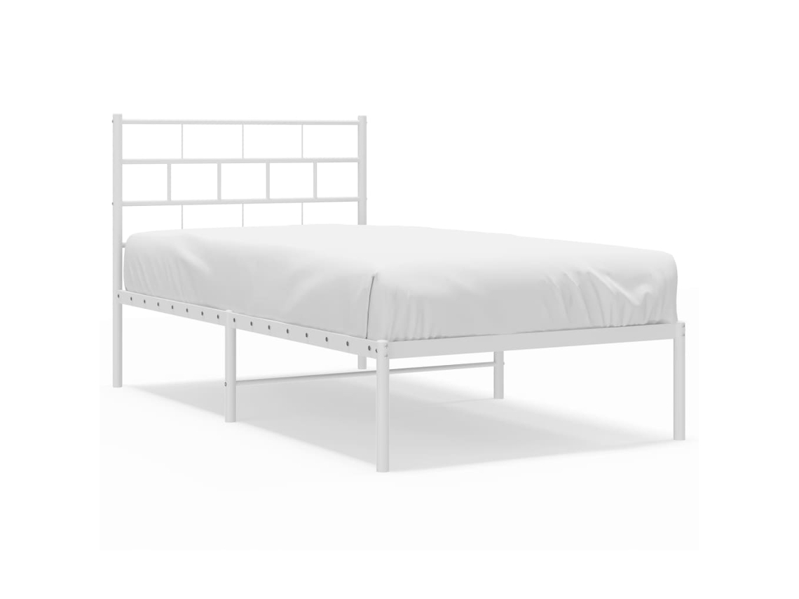 Estrutura de Cama em Metal com Cabeceira Branco MAISON EXCLUSIVE 107x203 cm