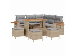 Maison Exclusive - Conjunto De Sofá De Jardim 10 Pcs Bege E Cinza Claro Vime Pe