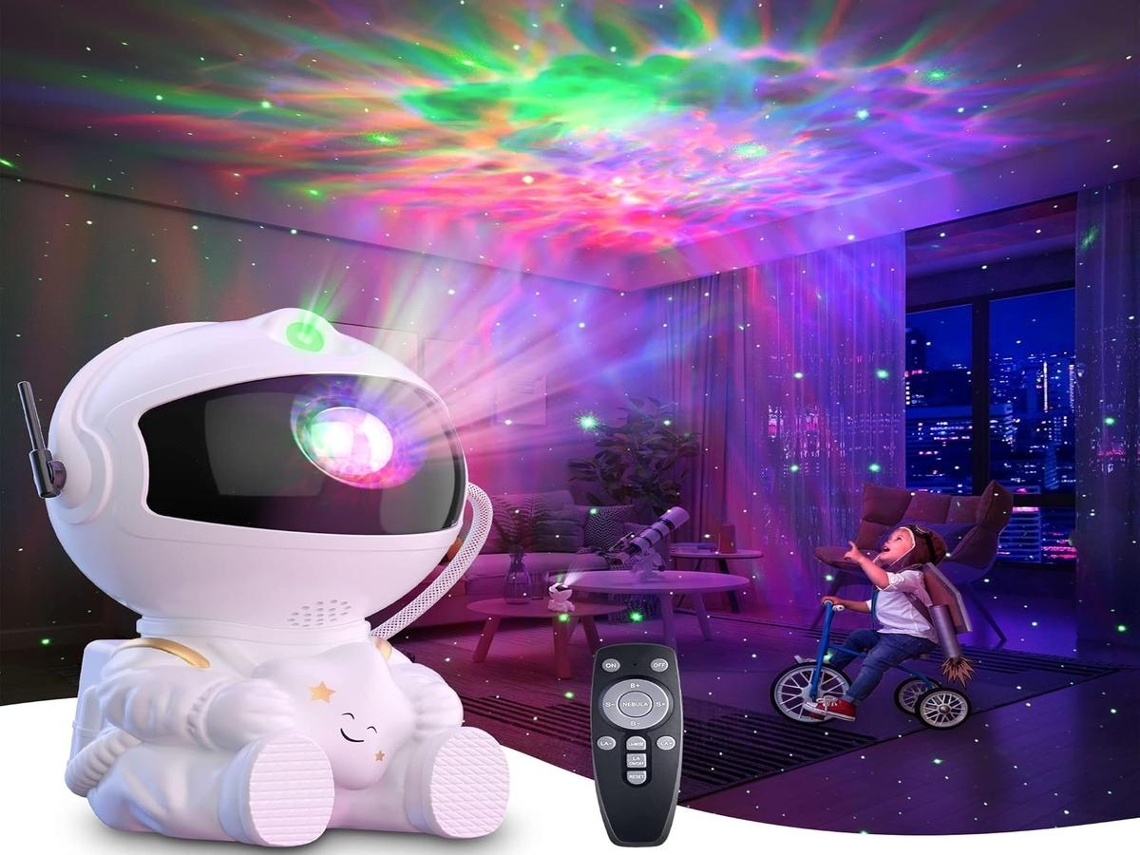 Projetor LED USB Lurelia para carro, controle remoto, rotação de 360°, RGB, céu estrelado, versão astronauta verde 9