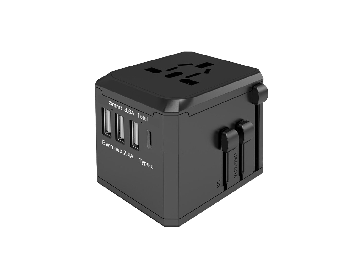 Adaptador de Tomada Universal AQUAFORGE, com múltiplas portas USB, segurança