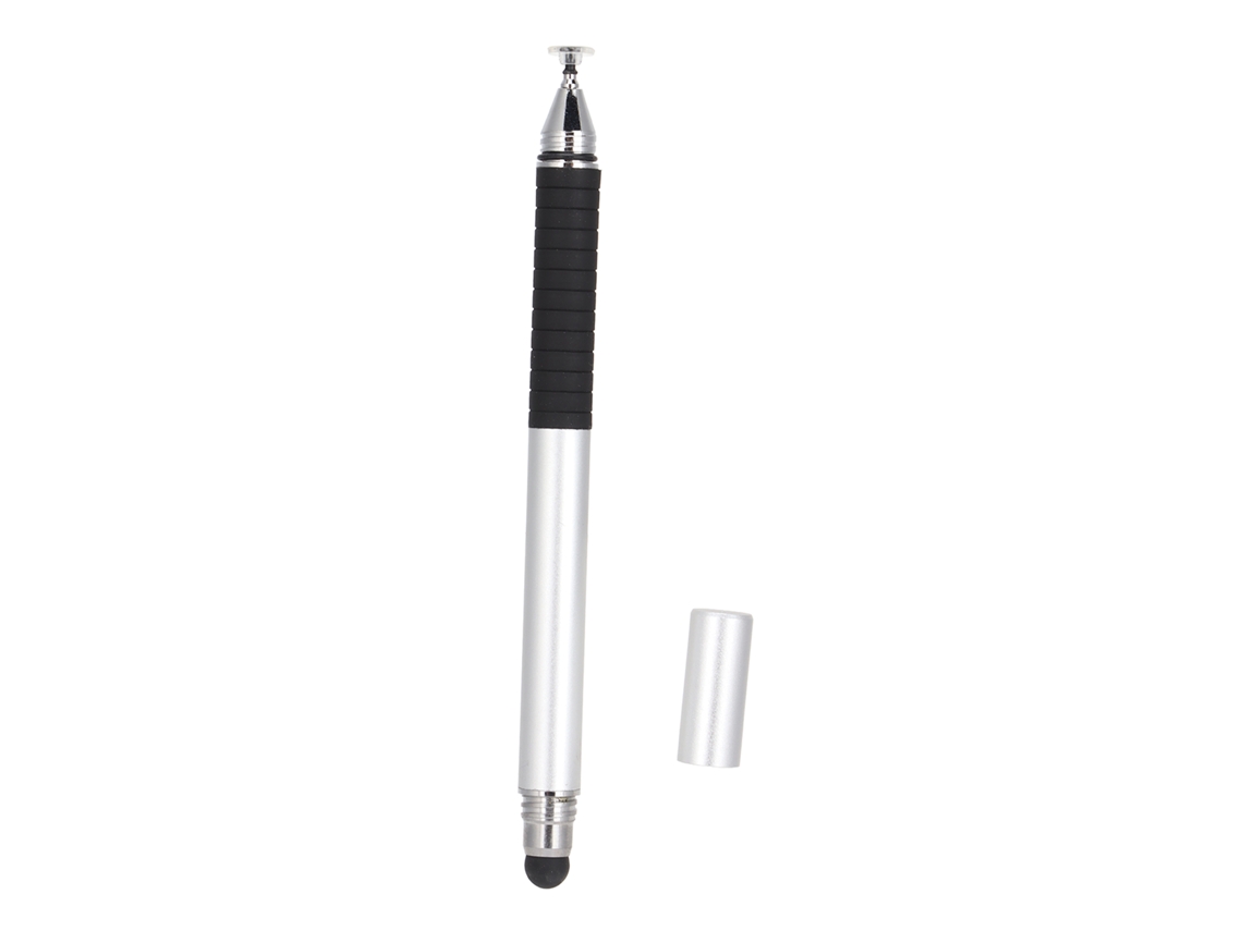 Caneta Capacitiva (tela Tática De Escrita Manual) Ponta De Borracha De Disco 2 Em 1 Metal Caneta Para Tela Tática Capacitiva Prata
