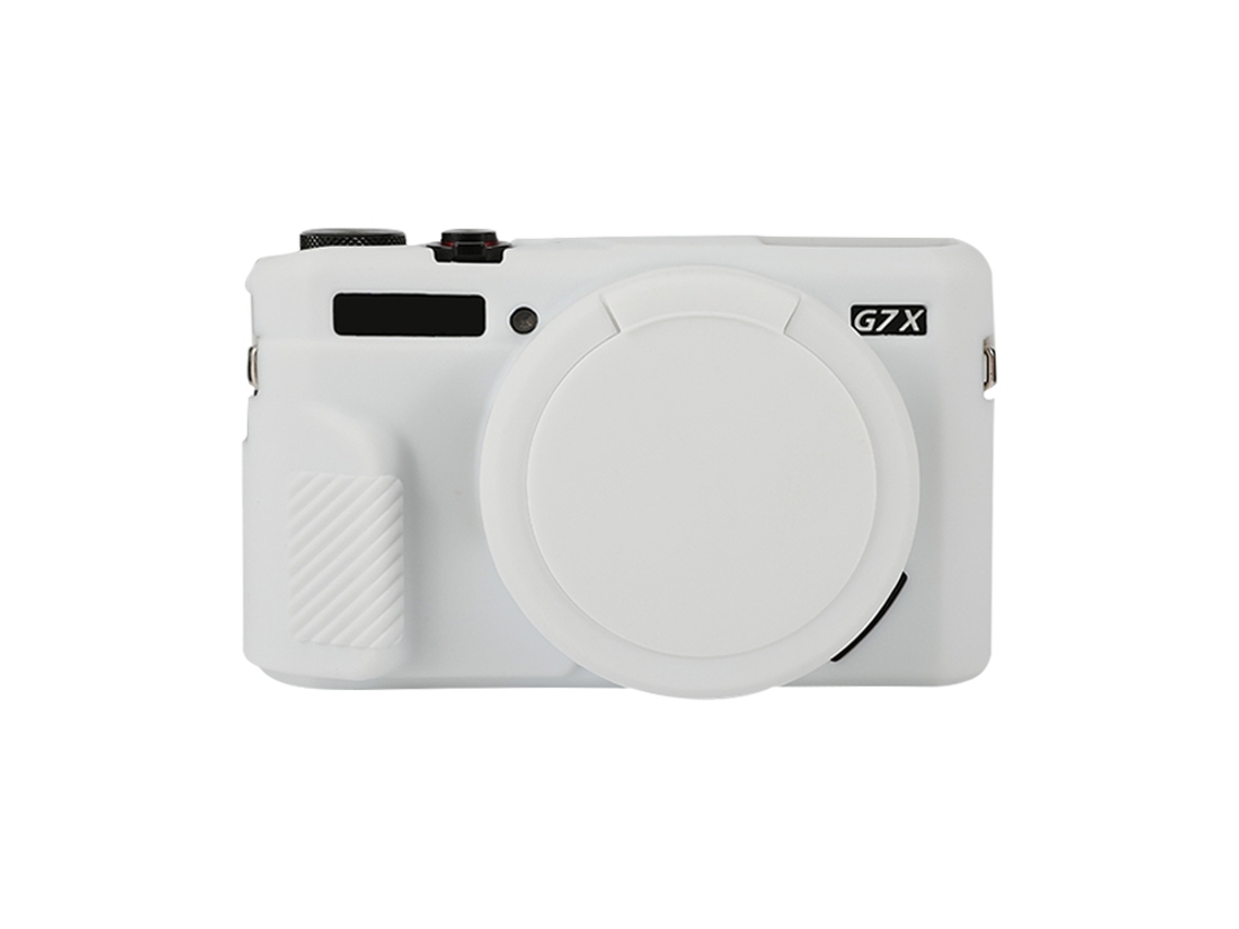 Capa Protetora de Silicone Macio para Canon Powershot G7x Mark Ii / G7x Ii / G7x2 com Tampa de Lente Branca XIAOMOYU