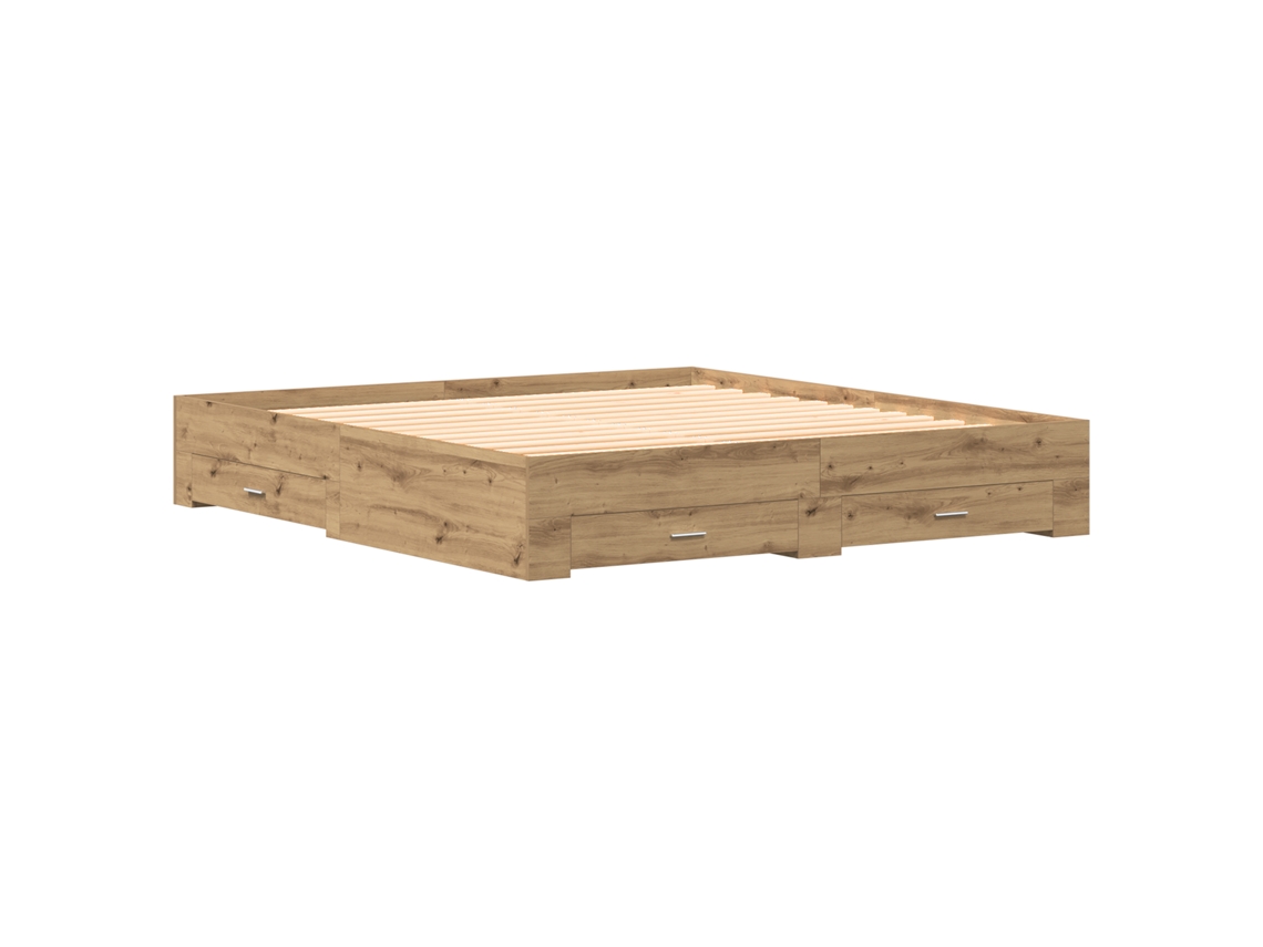 Conjunto 1 Cama Rustica Vidaxl Castanho Derivados De Madeira (180 X 200 Cm)