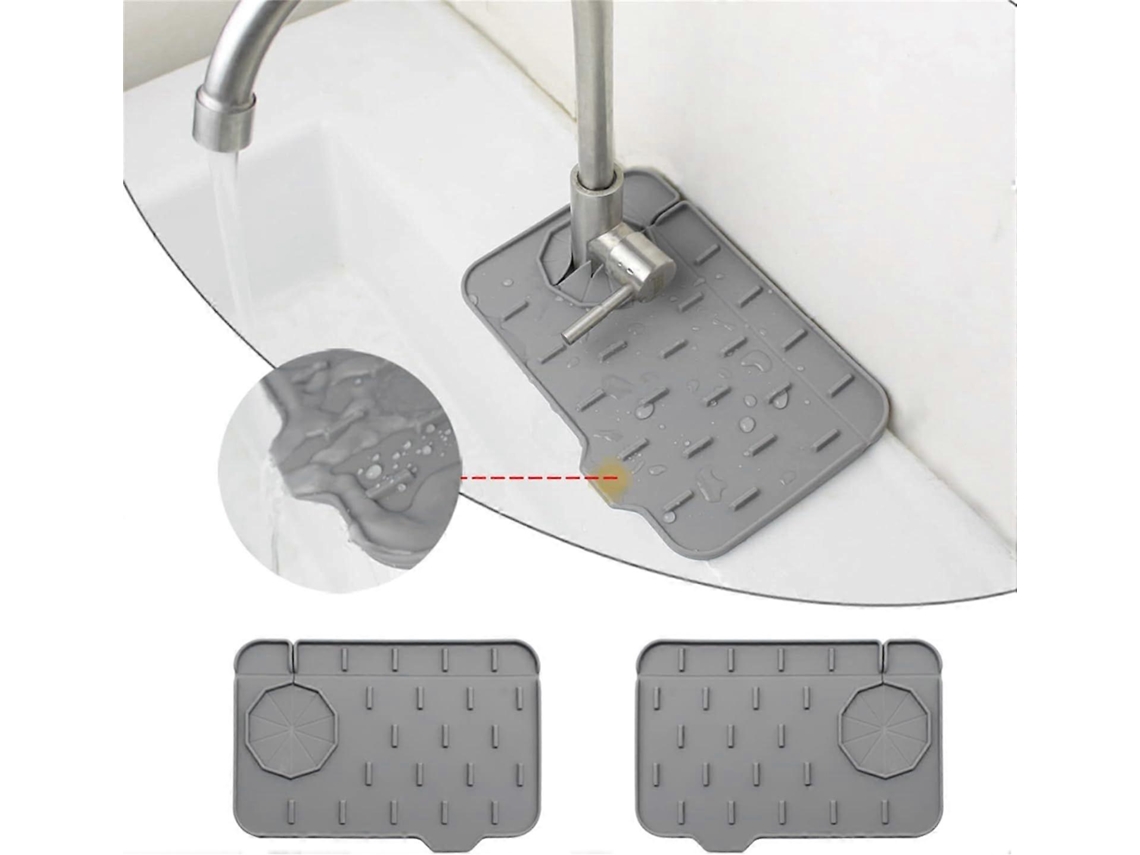 Unidades Tapete De Silicone Para Pia, Protetor De Salpicos Para Bancada De Cozinha Com Drenagem Automática (cinza + Cinza, 21 Cm X 14,5 Cm)
