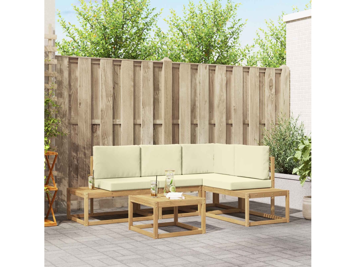 Vidaxl Conjunto de Sofás para Exterior 4 Peça Branco e Creme Poliéster