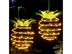 Pacote Com 2 Luzes Solares De Metal Em Formato De Abacaxi, 60 Leds, Luz De Corda Suspensa Para Áreas Externas, Solar À Prova Dágu Aquaforge