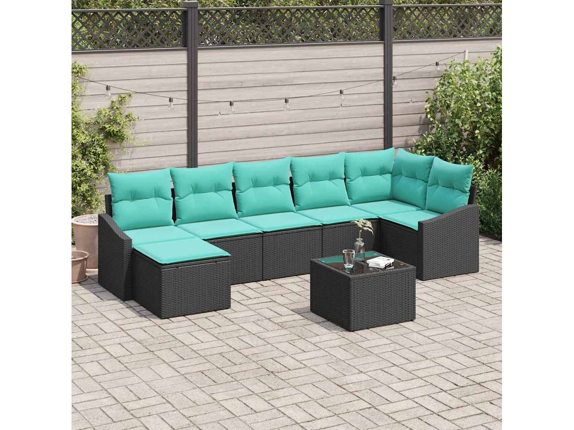 Vidaxl Conjunto De Sofás 8 Unid. Preto Vime Pe