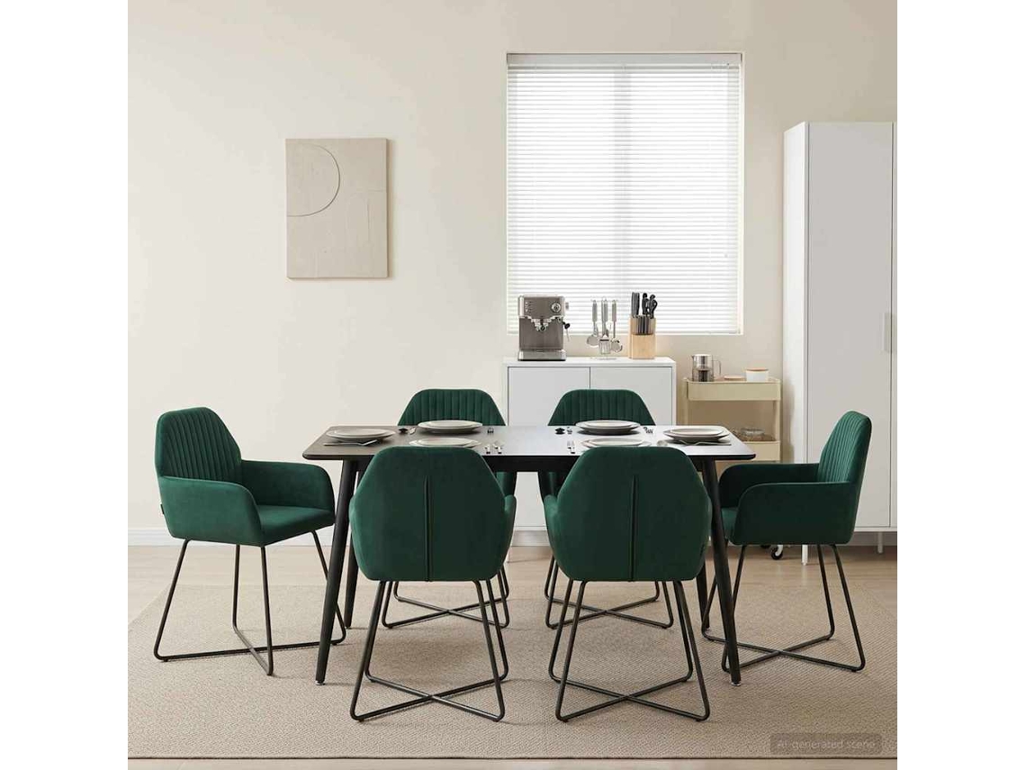 Vidaxl Cadeiras De Jantar 6 Unid. Veludo Verde-escuro 55 X 50 X 84 Cm