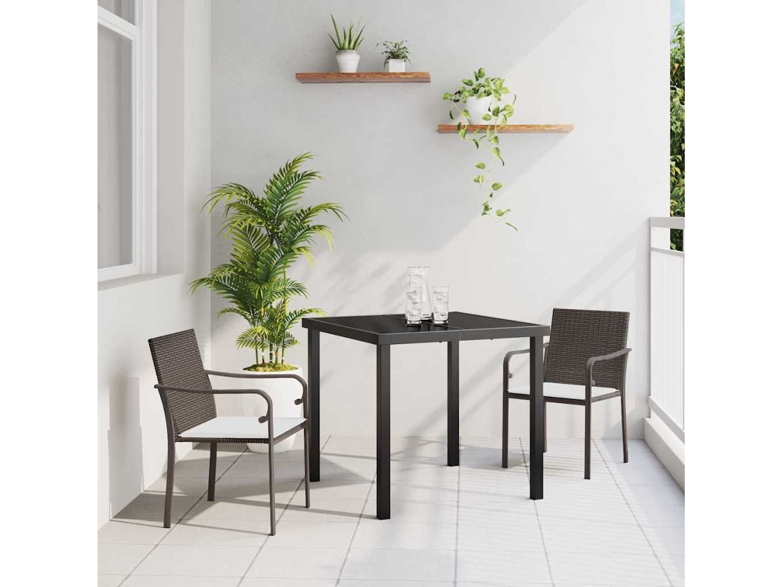 Vidaxl Conjunto De Jantar Para Jardim 3 Unid. Marrom E Preto