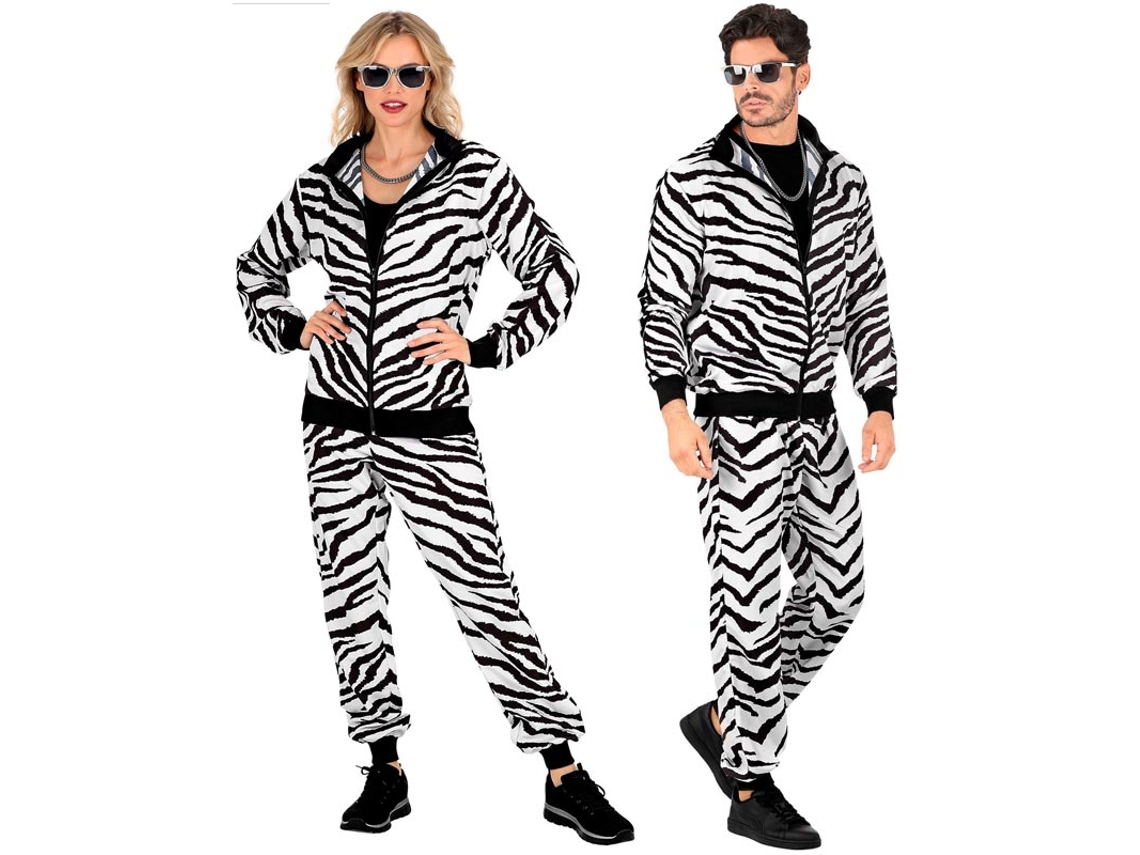 Fato de treino de zebra neon da moda para festa para adultos