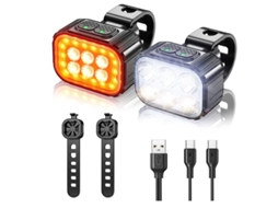 Conjunto Luz Bicicleta Ip65 Multimodos Noturna/camping Preto Yizhood