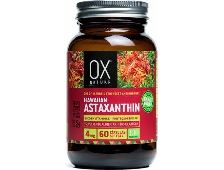Suplemento Alimentar OX NATURE Astaxantina Havaiana Natural (60 cápsulas de 4mg)