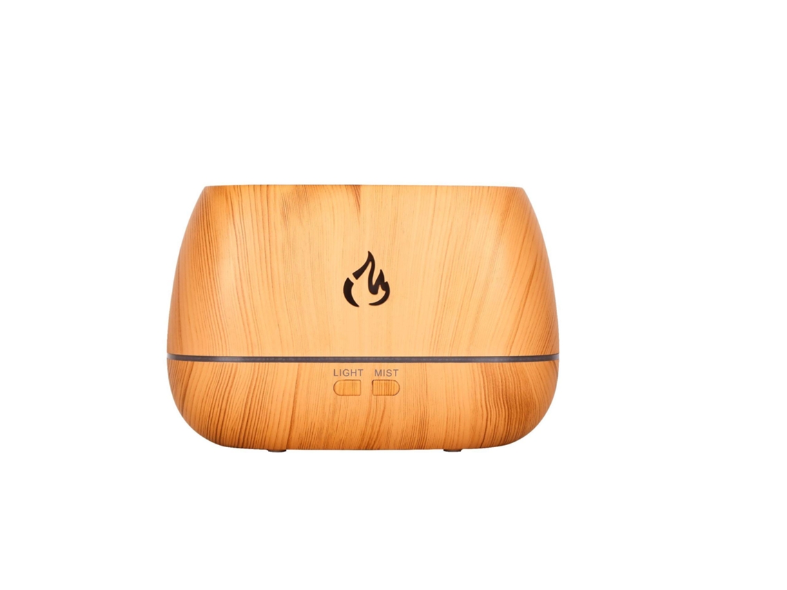 Umidificador ultrassônico para óleos essenciais, controle remoto, luz LED, acabamento em madeira | MDUG
