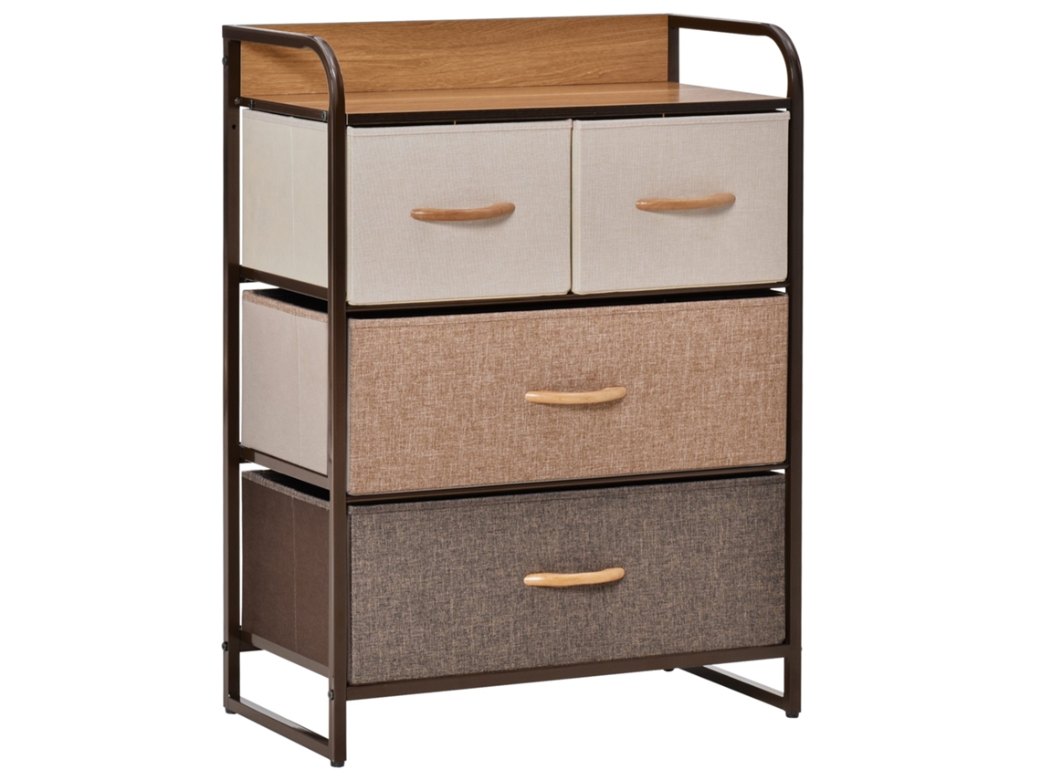 Cômoda com 4 cestos removíveis e dobráveis, base elevada, 58x29x78,5 cm, multicolorida PRIME KANG