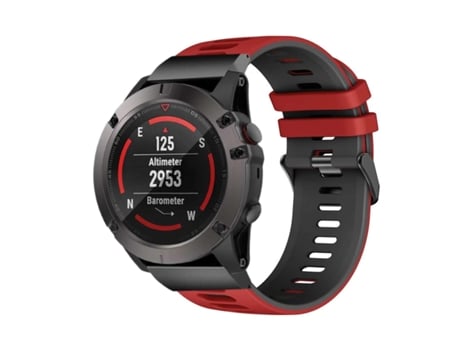 Bracelete Pioneer para Garmin Fenix 6 Edição Pro Solar Vermelho e Preto
