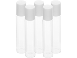Frascos Roll-on De Vidro Branco Recarregáveis De 20 Ml Com Sistema À Prova De Vazamentos, Pacote Com 5 Unidades.