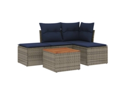 Conjunto de Sofá de Jardim, 5 Peças, Almofadas, Rattan Cinza MAISON EXCLUSIVE