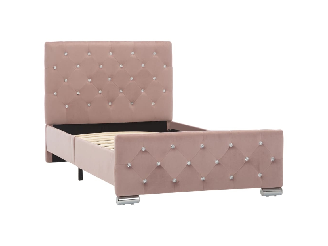 Estrutura de Cama 90x200 Cm Veludo Rosa MAISON EXCLUSIVE