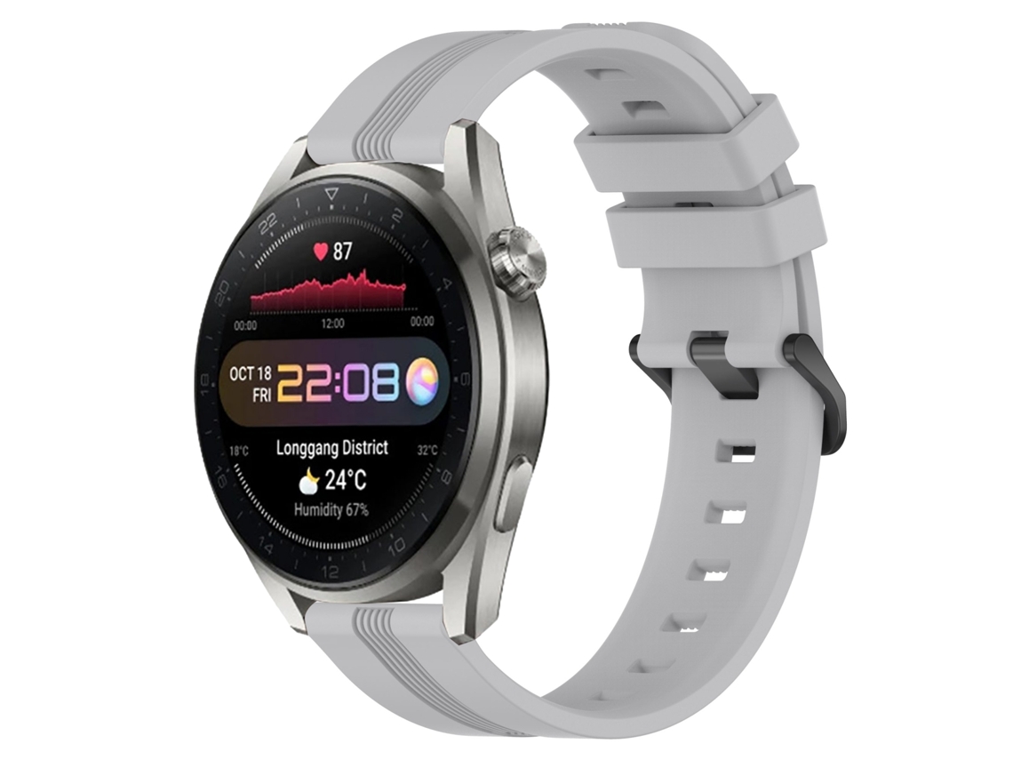 Bracelete de Smartwatch para Huawei Watch 3 Pro 22mm listrada côncava Slicone (cinza)