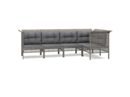 Conjunto de 5 espreguiçadeiras de jardim com almofadões Vime Pe Cinzento MAISON EXCLUSIVE (5 peças)