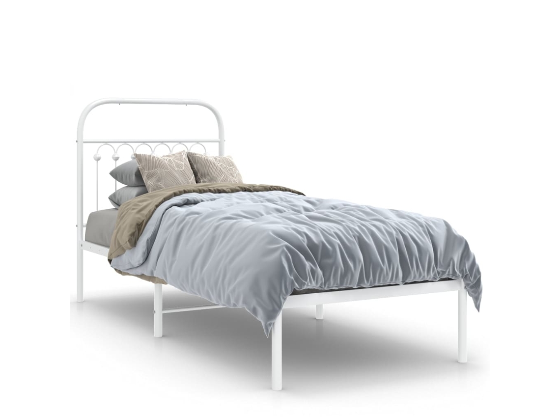 Bed Frame, Bed Frames Vidaxl Branco Aço (80 X 200 Cm)