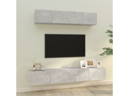 Conjunto Mã³veis De Tv 4 Pcs Madeira Processada Cinza Cimento DKD HOME DECOR