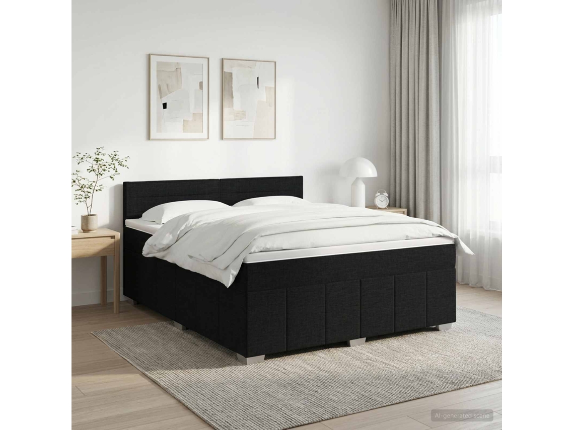 Vidaxl Cama Box Spring Com Colchão Preto 140 X 200 Cm Tecido