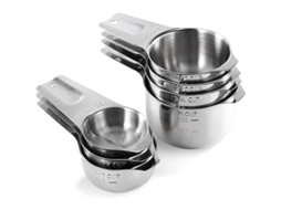 Set De 7 Medidores De Taza De Acero Inoxidable 18/8 Con Marcas Grabadas Para Cocina Y Repostería