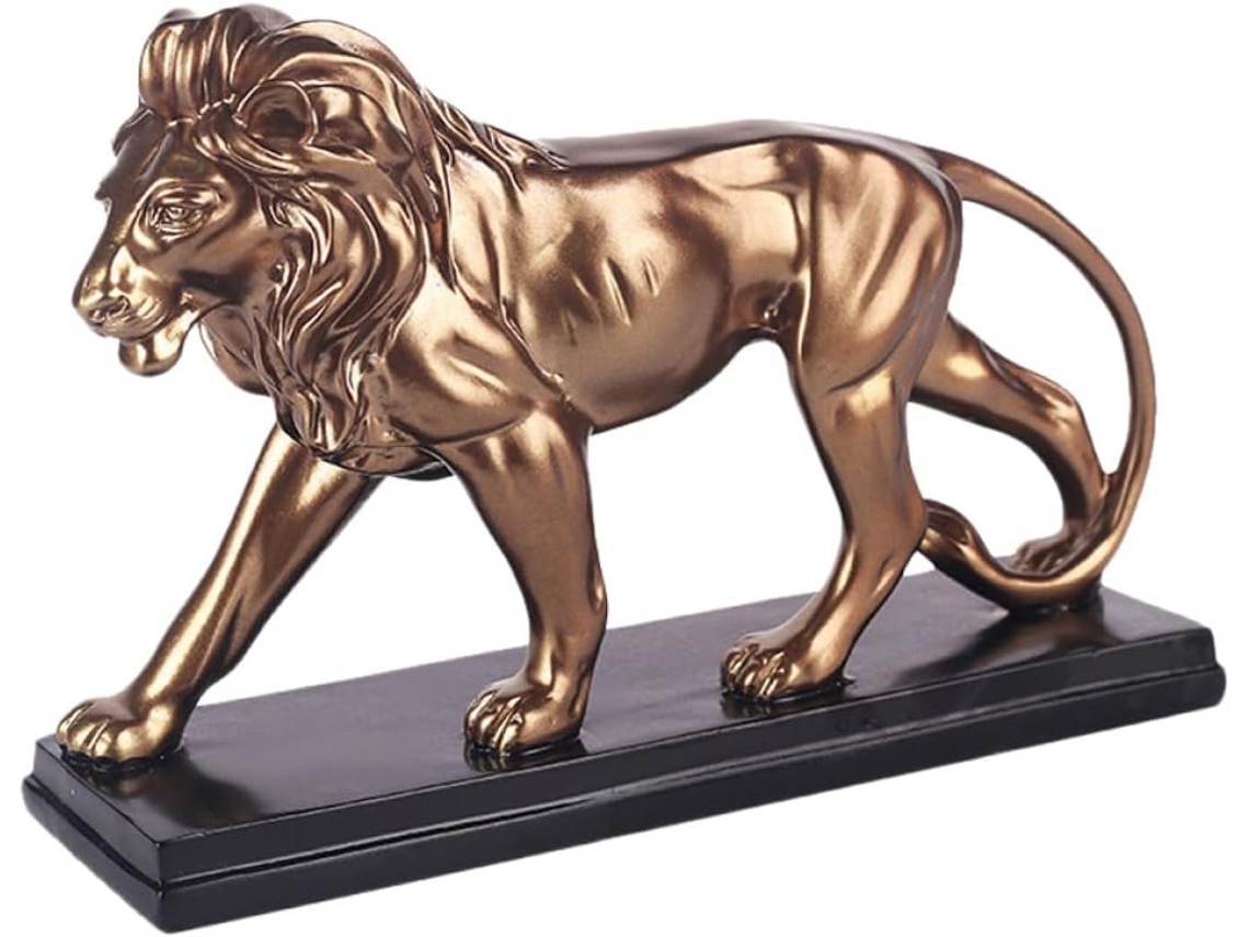 Elegante Estatueta Decorativa Artística Dourada Resina Maciça Design Refinado Escritório Casa GOKOCO