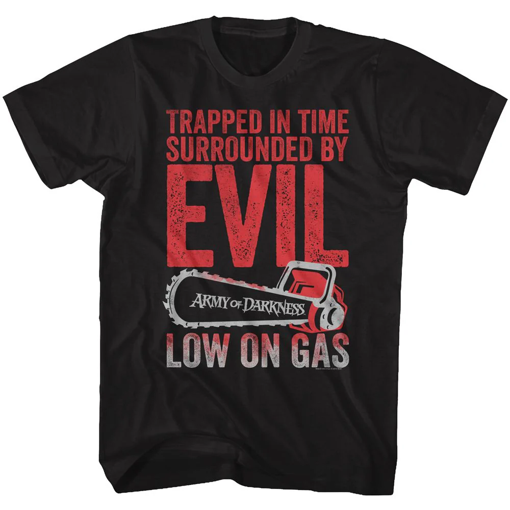 Unisex Adult T-shirt Rockinstone Army Of Darkness Movie Low On Gas Black Sizel