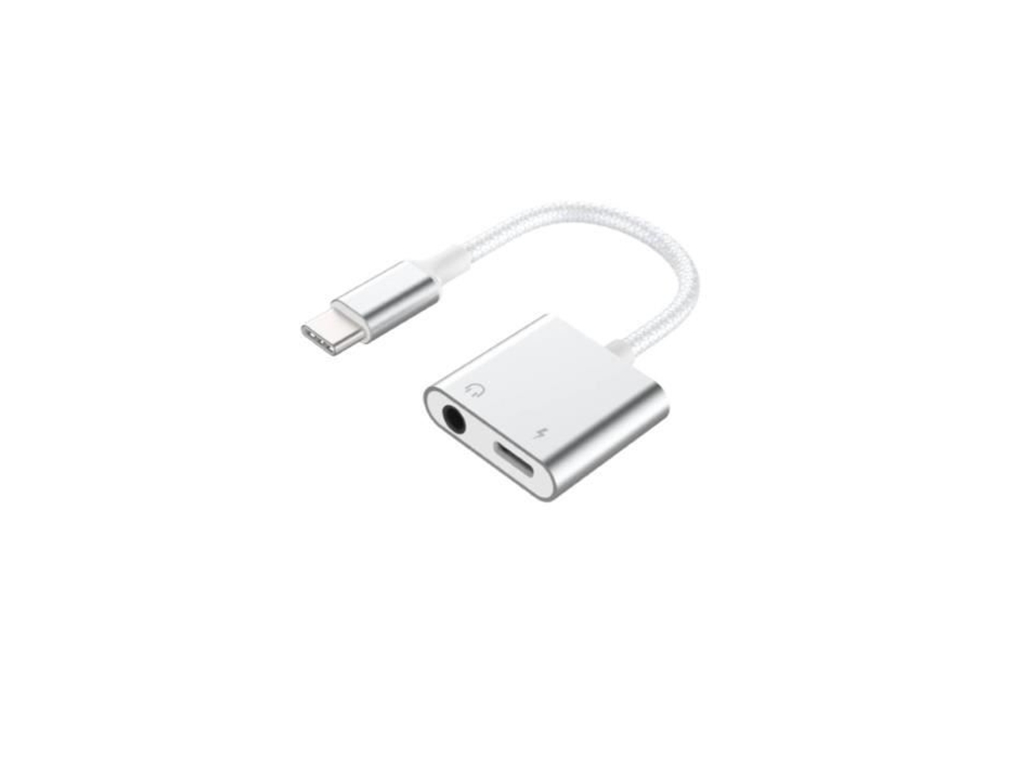 Adaptador 2 Em 1, Force Power, Lite, Usb, C Para Conector De 3,5 Mm, Pd 100 W, Áudio Sem Perdas Branco