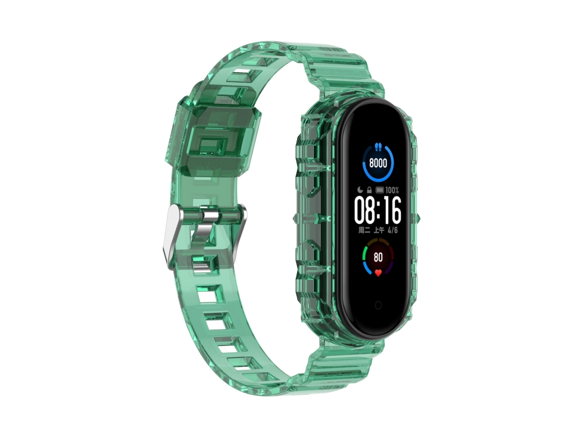 Pulseira De Substituição Para Xiaomi Band 7 Em Borracha Macia Pu Transparente Verde