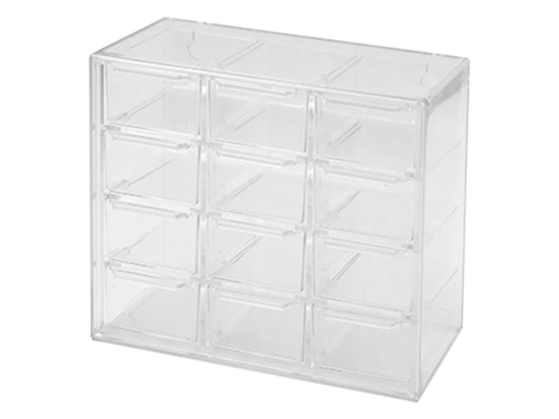 Caixa de Armazenamento com 12 Compartimentos Transparente Plástico Abs para Bijuterias Artesanato Diy | S/MARCA